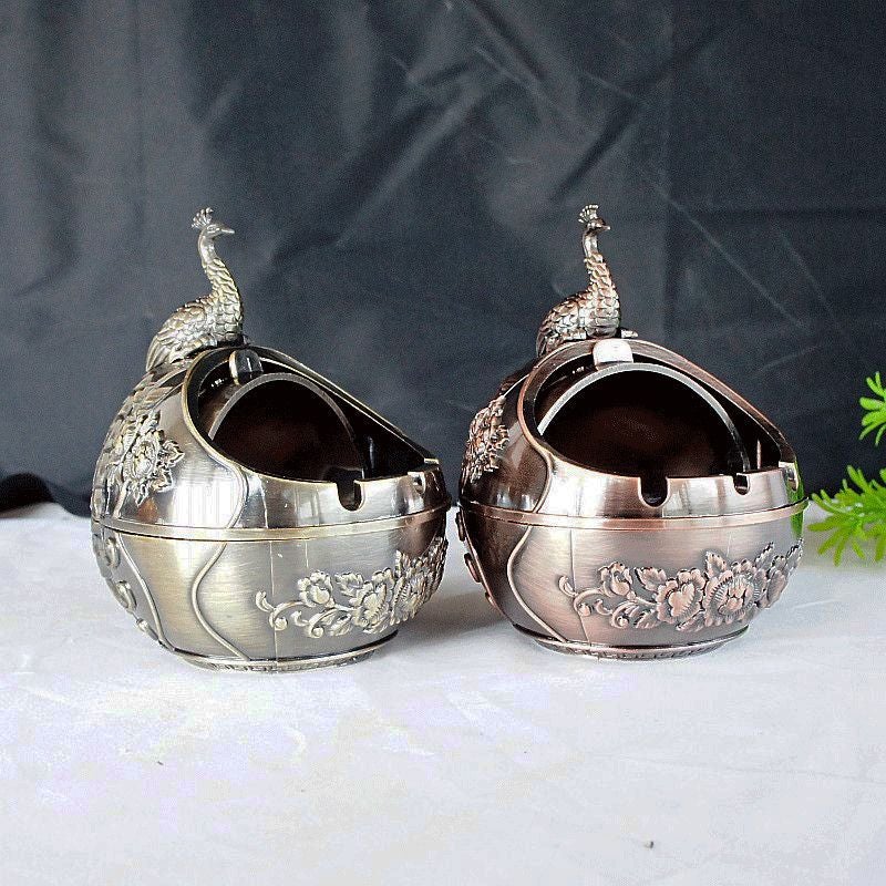 5D Stereo Peacock Peacock Ashtray Home Living Room Creative Personality Internet Celebrating Metal Fly Ash Anti-Fly Ash Anti-Smoke - Image 2